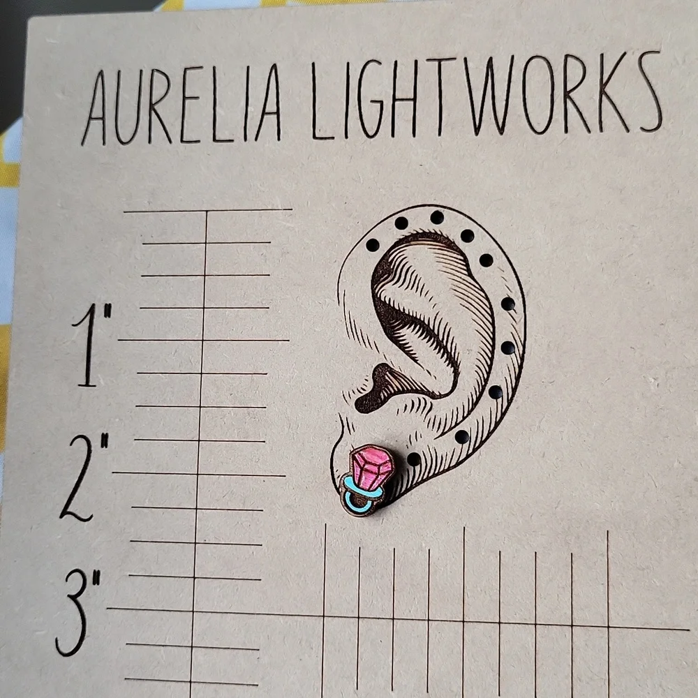 Hand-crafted Pink RING POP stud earrings